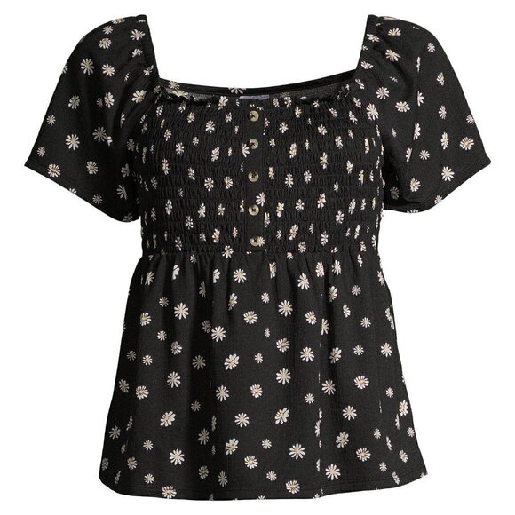 Nwt No Boundaries Juniors' Flutter Sleeve Smocked Top - Picture 6 of 7